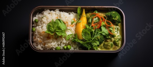 Green curry in a lunchbox