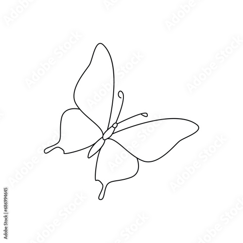 Butterfly  single continuous one line out line vector art  drawing  and tattoo design