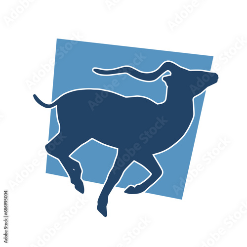 Silhouette of an wild antelope animal running.