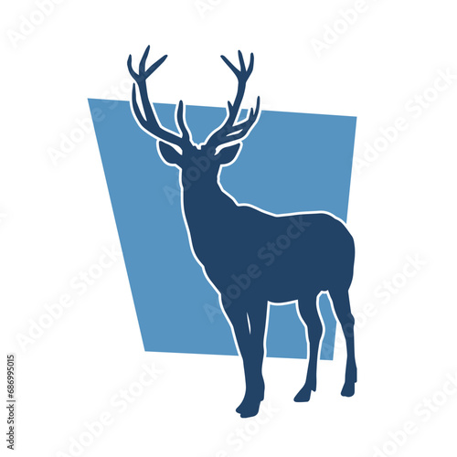 Silhouette of a wild deer forest animal with beautiful antlers. 