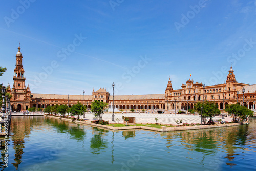 Panoramic view of Plaza de Espana in Seville, Andalusia, Spain