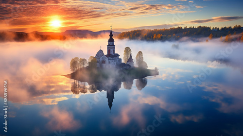 Beautiful Landscape with a Church photo