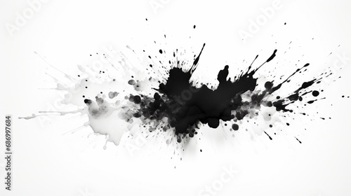 a modern and minimalist image with a black and white paint explosion, highlighting the contrast on a clean white surface.