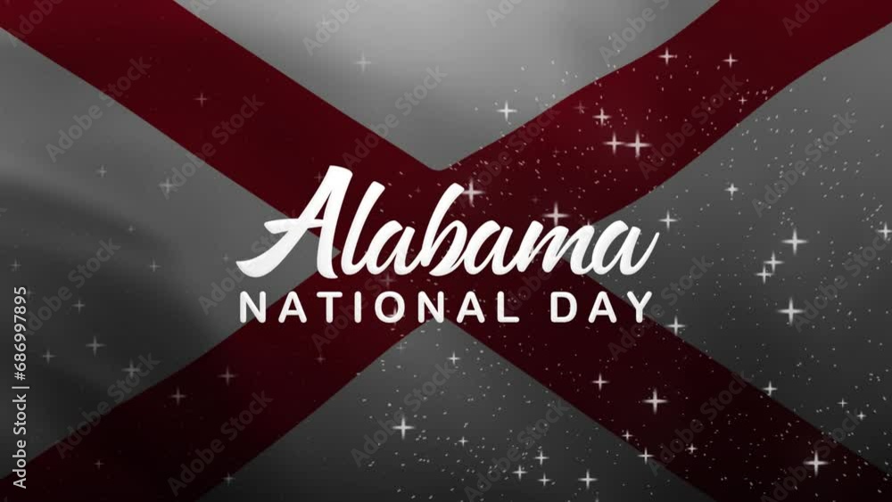 Alabama National Day Lettering Text Animation with waving flag