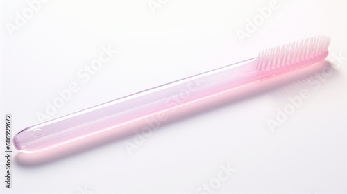 a pastel pink toothbrush that radiates freshness and vibrancy on a clear white background.