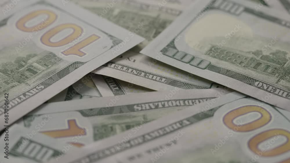 Closeup slide background of 100 dollar bills new style Closeup slide background of 100 dollar bills new style