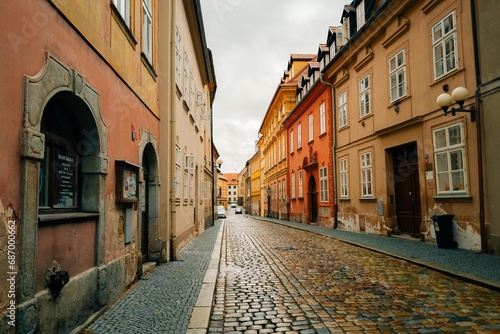 Street in the old European town of Cheb in the Czech Republic photo