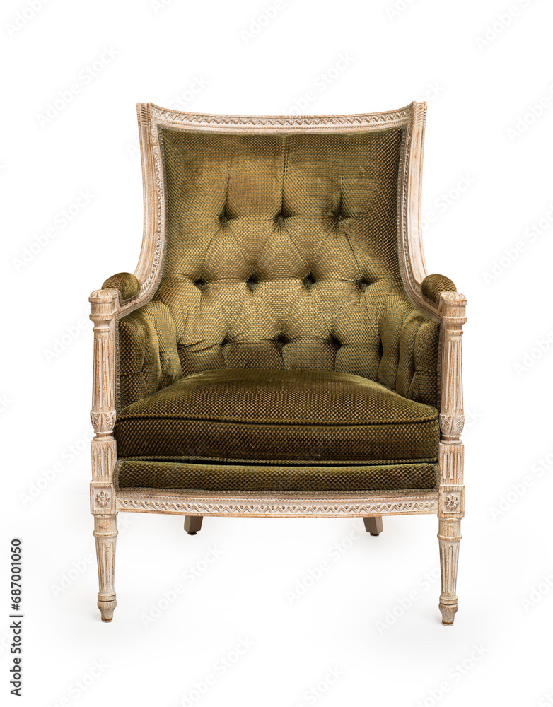 Fototapeta premium rench style armchair White Lacquered and Velvet Upholstered Armchair 