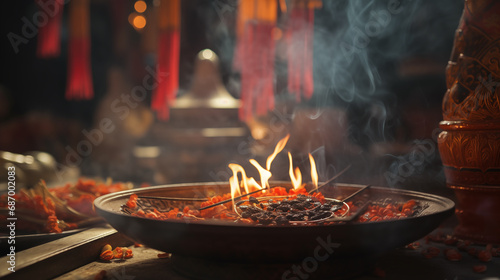 incense in honor of their ancestors burning