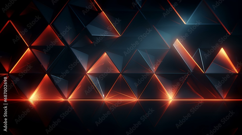 Abstract background of luminous triangles. 3d rendering, 3d illustration. Abstract background of luminous triangles. 3d rendering, 3d illustration.