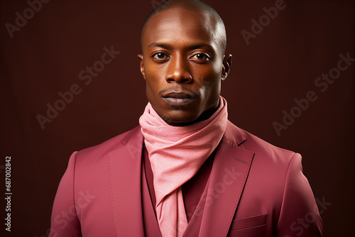 Gambian man, businessman in suit on isolated color background