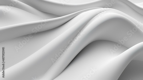 Abstract white background with smooth wavy lines, 3d render illustration