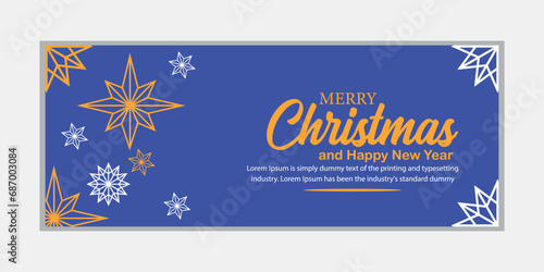 Merry Christmas banner and Happy New Year banner, social media cover and web banner, Merry Christmas design for greeting card, Vector Merry Xmas snow flake header, Christmas banner or wallpaper 
