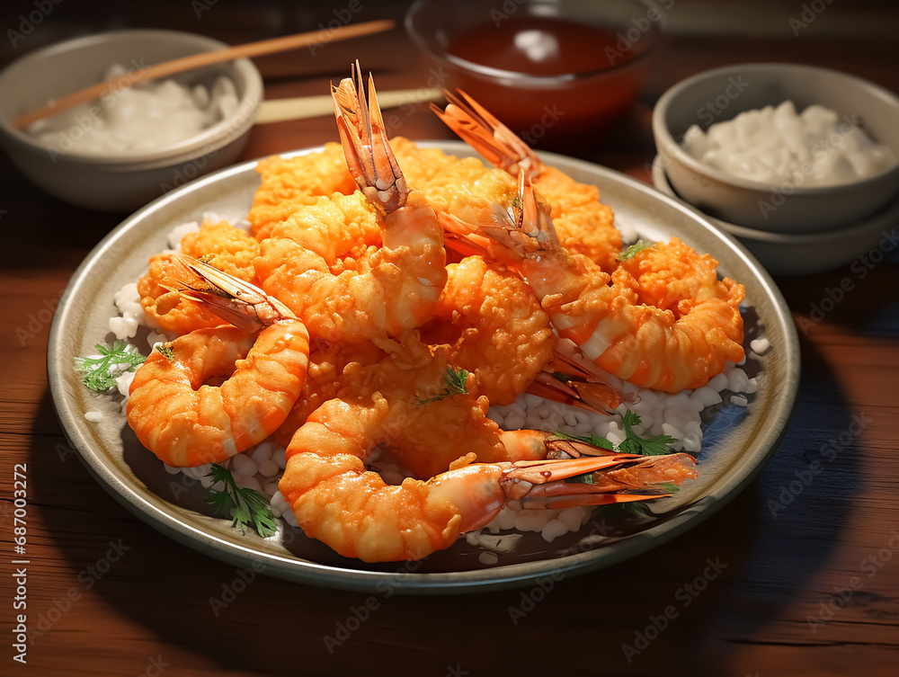 shrimps on a plate. shrimps on a plate.