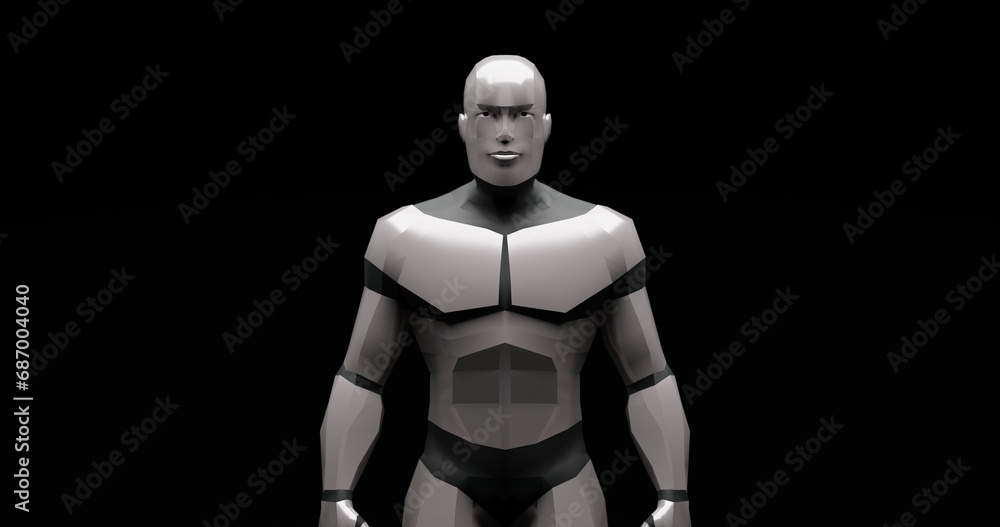 robot over black background made in 3d with blender