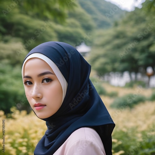 Beautiful Hijab Asian Women Background