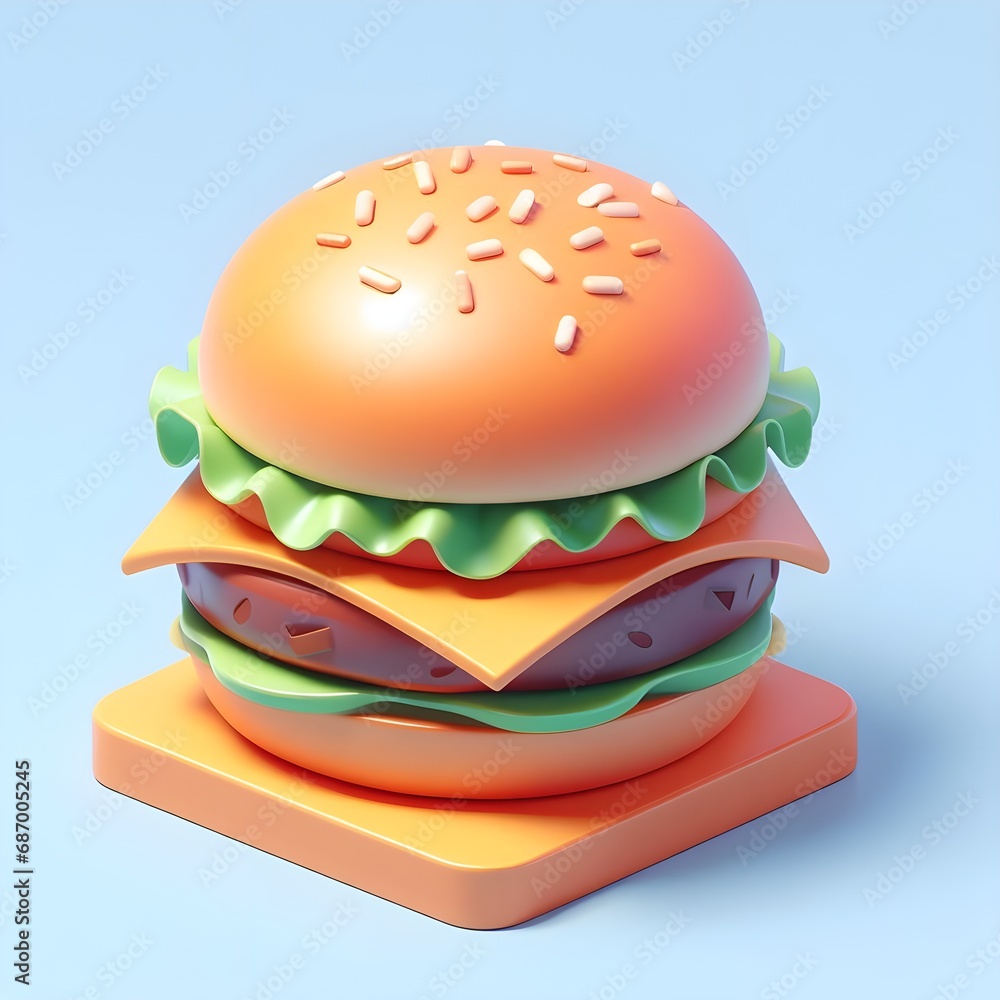 hamburger on a square plate blue background hamburger on a square plate blue background