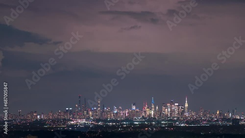 Midtown Manhattan view from far at night photo