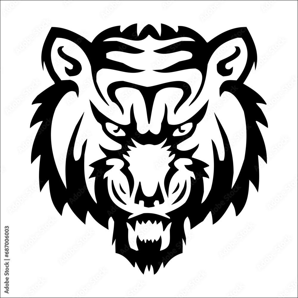 Obraz premium Realism Touch Striking Black and White Tiger Tattoo Design