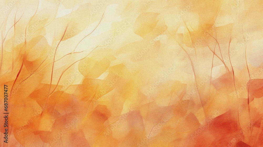 abstract warm autumn leaves watercolor painting background template - obrazy, fototapety, plakaty 