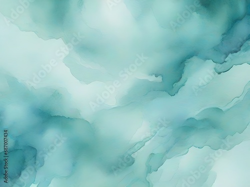 "Teal Tranquility: Abstract Watercolor Pattern with Soft Green and Light Blue Gradient ai image" 