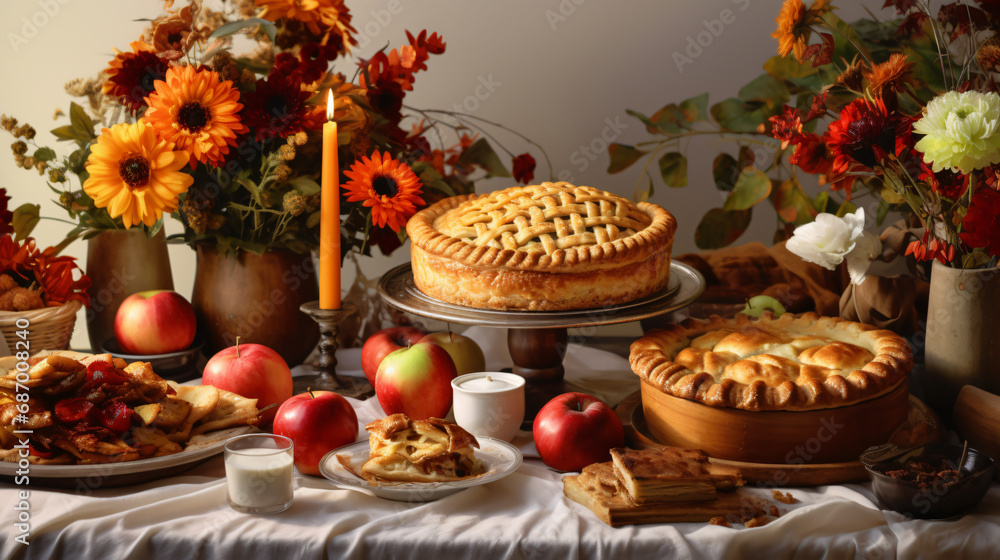 Autumnal homemade pies of pumpkin
