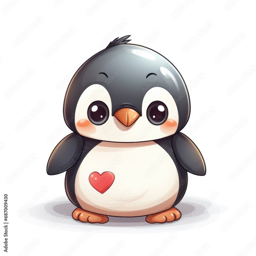 Cute cartoon 3d character penguin on white background Cute cartoon 3d character penguin on white background