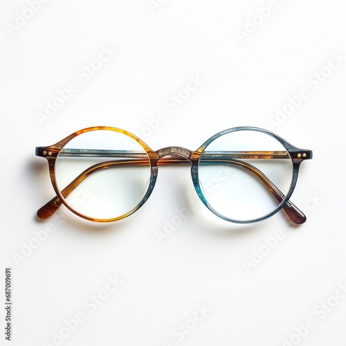 a pair of glasses on a white surface