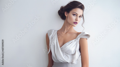 Portrait of a beautiful vintage young woman with copyspace