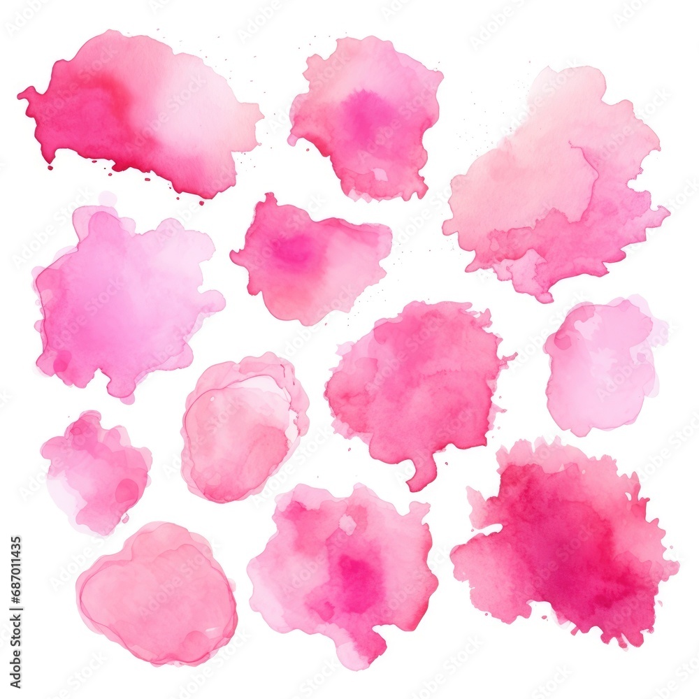 Set of watercolor paint stains blobs and splashes on white Set of watercolor paint stains blobs and splashes on white