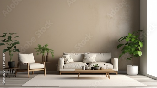 home interior with wall mockup generated by AI tool © Aqsa