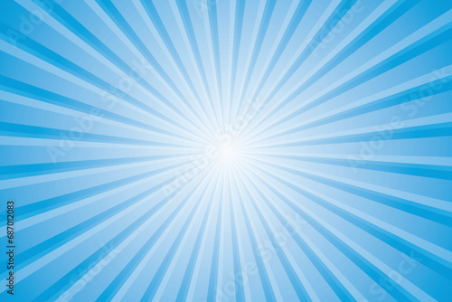 Sunburst vector illustration with a radiant blue background, conveying a retro and vintage