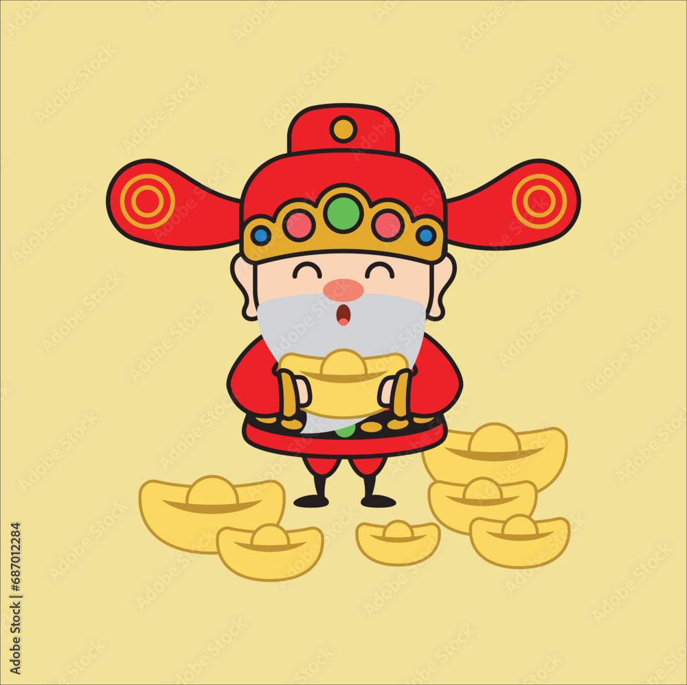 chinese god of wealth chinese new year vector illustration. Suitable for sticker, t-shirt, mug, etc.Eps 10
chinese god of wealth chinese new year vector illustration. Suitable for sticker, t-shirt, mug, etc.Eps 10