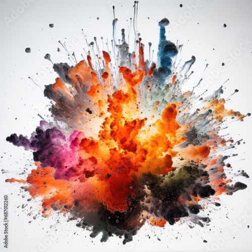 Colorful explosions on white background.