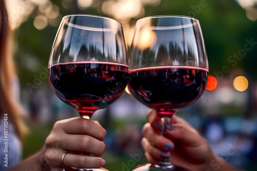 Wine-Fueled Connection: Couple Holds Glasses, Drowning In The Deep Hues Of Togetherness