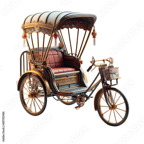 Indian Cycle Rickshaw Isolated on Transparent Background photo