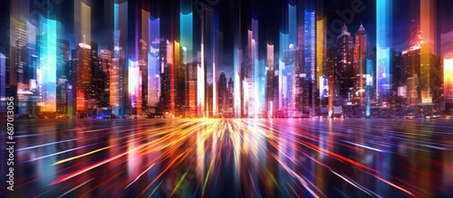 Abstract flash of colorful city lights