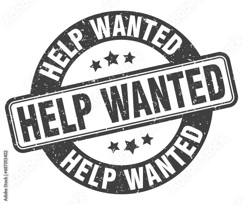 help wanted stamp. help wanted label. round grunge sign