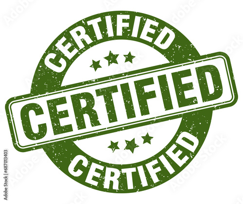 certified stamp. certified label. round grunge sign