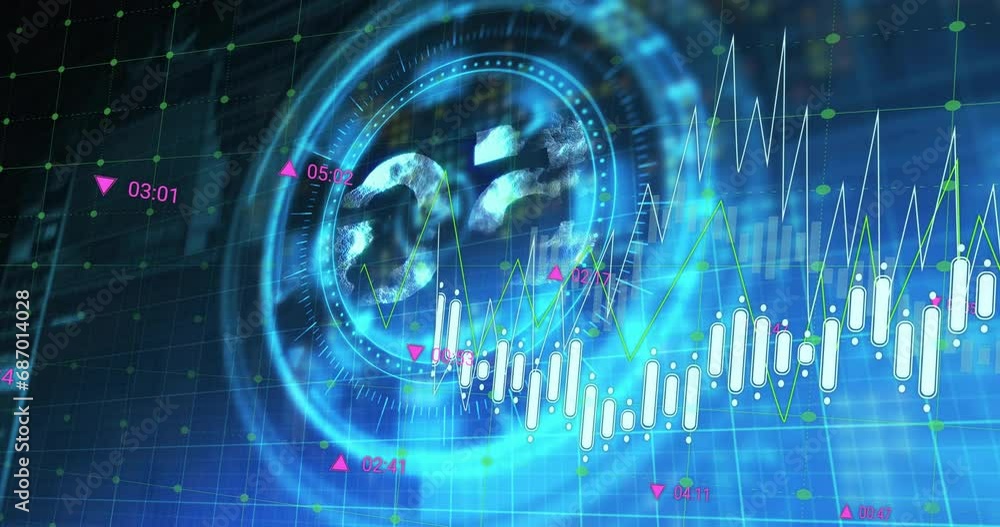 Animation of multiple graphs and numbers over 5g text in illuminating circles Animation of multiple graphs and numbers over 5g text in illuminating circles