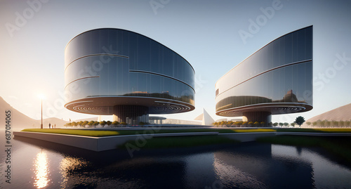 futuristic modern public building concept
