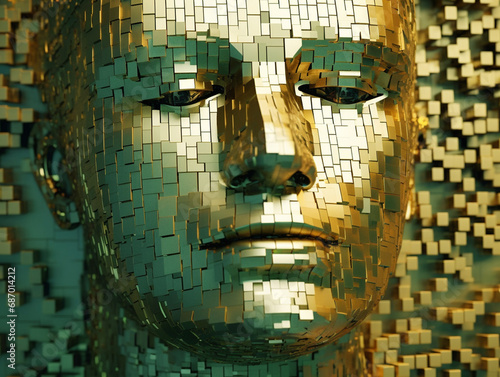 Golden Mosaic Illuminated Head