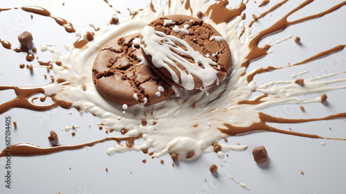 chocolate chip cookies with milk splash