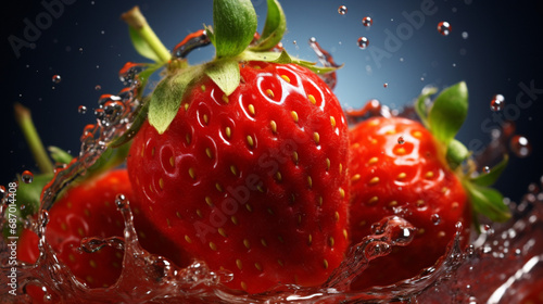 strawberry in water splash background