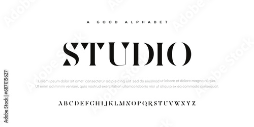 Studio futuristic scifi alphabet font. digital space typography vector illustration design