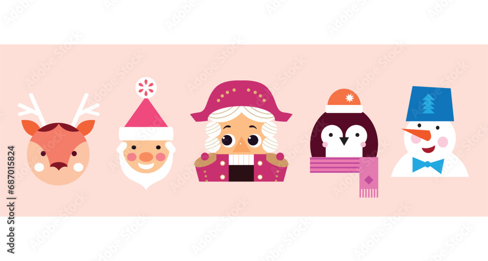 Christmas set characters Vector clip art illustration Christmas set characters Vector clip art illustration