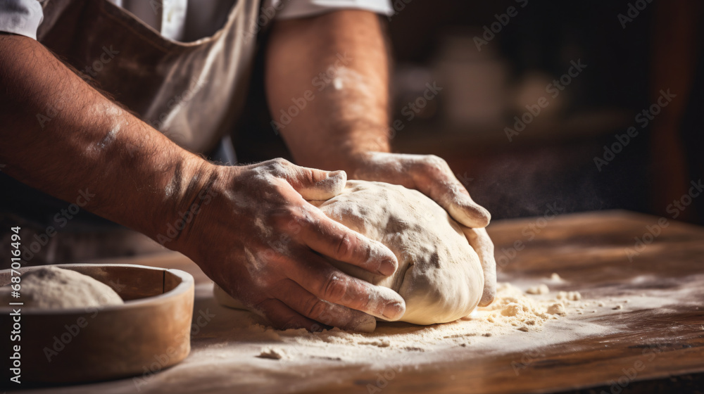 Closeup of Hands Kneading Dough