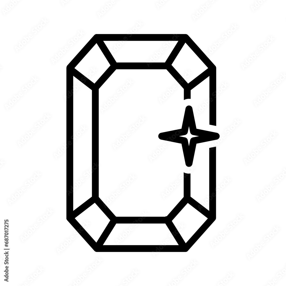 Black line icon for Emerald diamond Black line icon for Emerald diamond