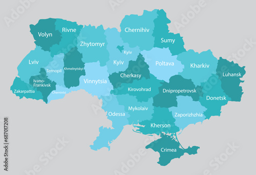 Ukraine - administrative map of oblasts.
