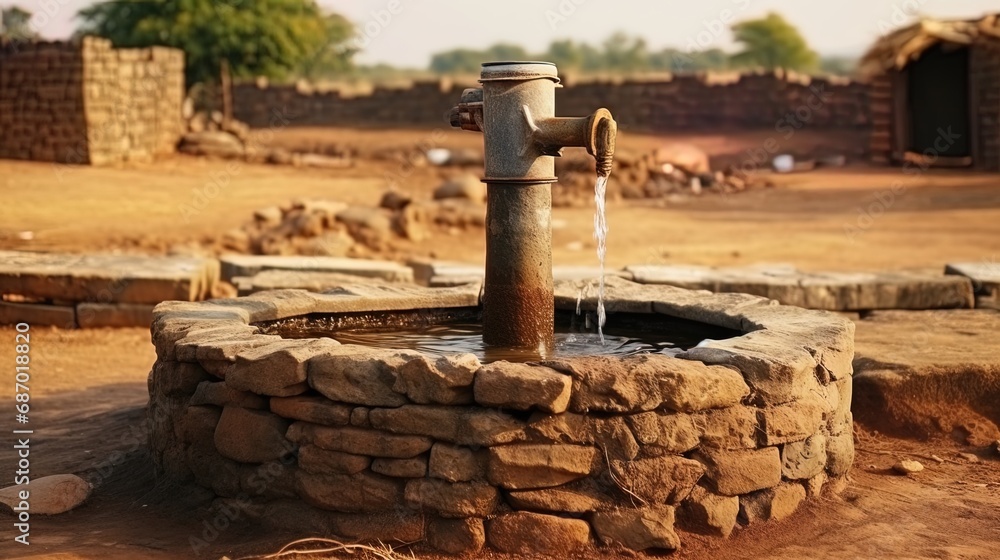  dried wells and wells, expressing the problem of providing drinking water in rural areas